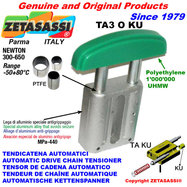 Automatische linear kettenspanner ta3 ku ovalkopf gewölbt (ptfe buchse) newton300:650 ZETASASSI ta3oasa120sku
