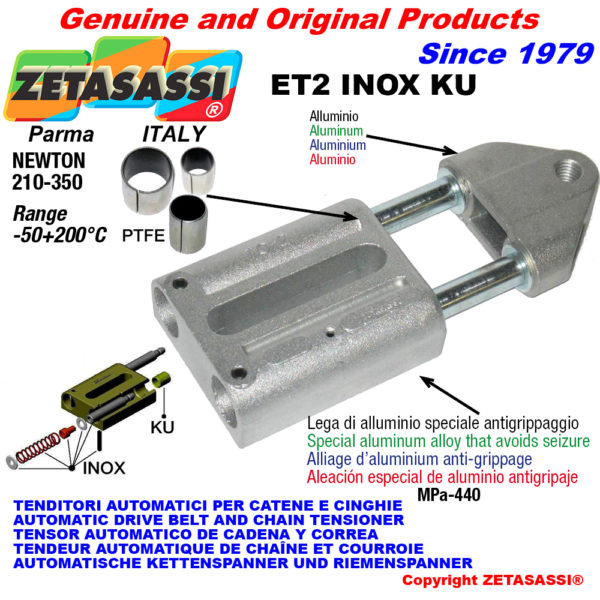 Automatische linear spanner et2 inox ku mit gewindekopf (ptfe buchsen) newton210:350 ZETASASSI et2m16inoxku