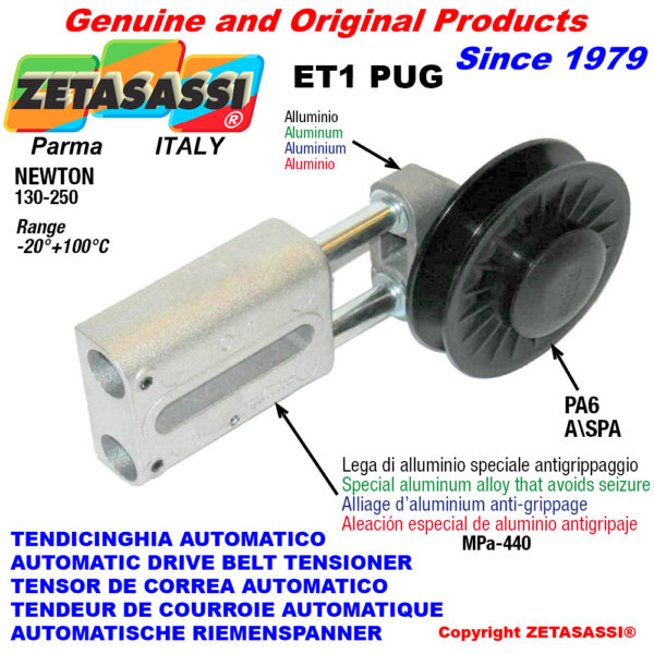 Automatische linear riemenspanner et1 pug mit keilriemenscheibe newton130:250 ZETASASSI et1pug4