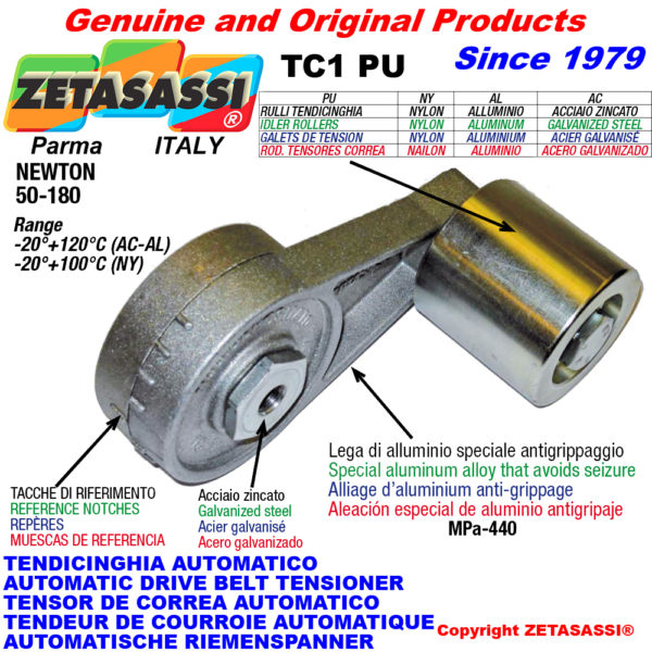 Automatische dreh riemenspanner tc1pu für riemen mit spannrolle newton50:180 ZETASASSI tc1pu8080aling