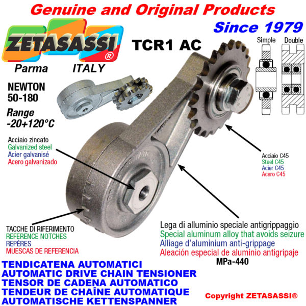 Automatische dreh kettenspanner tcr1ac mit riemenscheibe ac newton50:180 ZETASASSI tcr1ac114sing
