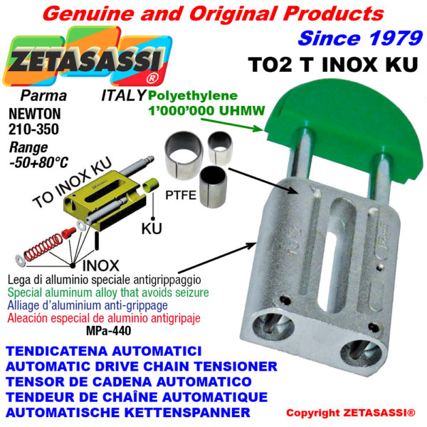 Automatische linear kettenspanner to2inox ku rundkopf (ptfe buchsen) newton210:350 ZETASASSI to2tasa60tinoxku