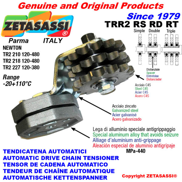 Automatische spannarm für kette trr2 mit kettenrad rs rd rt newton120:480-120:380 ZETASASSI trr2227rd134