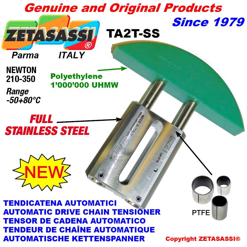 Komplett aus edelstahl automatische linear kettenspanner ta2-ss rundkopf gewölbt newton210:350 ZETASASSI ta2t58s-ss Komplett aus edelstahl automatische linear kettenspanner ta2-ss rundkopf gewölbt newton210:350 ZETASASSI ta2tasa60t-ss