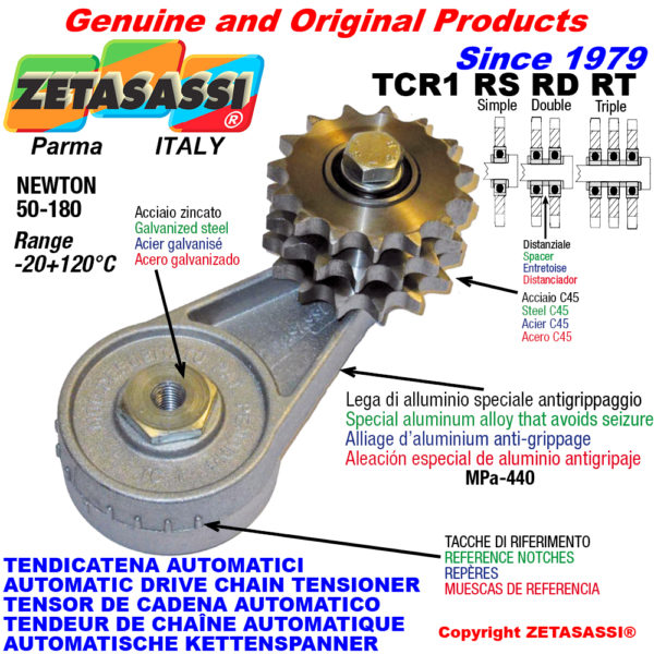Automatische dreh kettenspanner tcr1 mit kettenräder und kettenradsätze rs rd rt newton50:180 ZETASASSI tcr1rd114ing