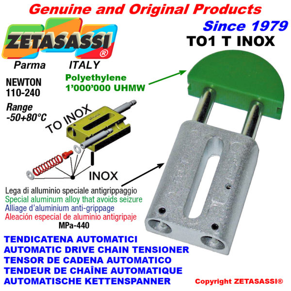Automatische linear inox kettenspanner to1 inox rundkopf  newton110:240 ZETASASSI to1tasa40tinox