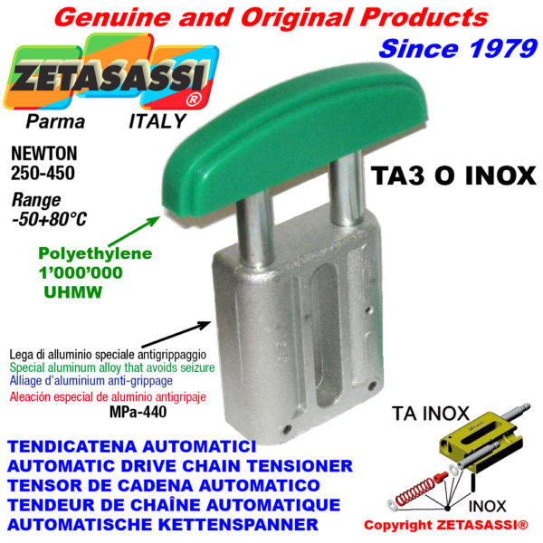 Automatische linear inox kettenspanner ta3 inox ovalkopf gewölbt newton250:450 ZETASASSI ta3oasa120sinox