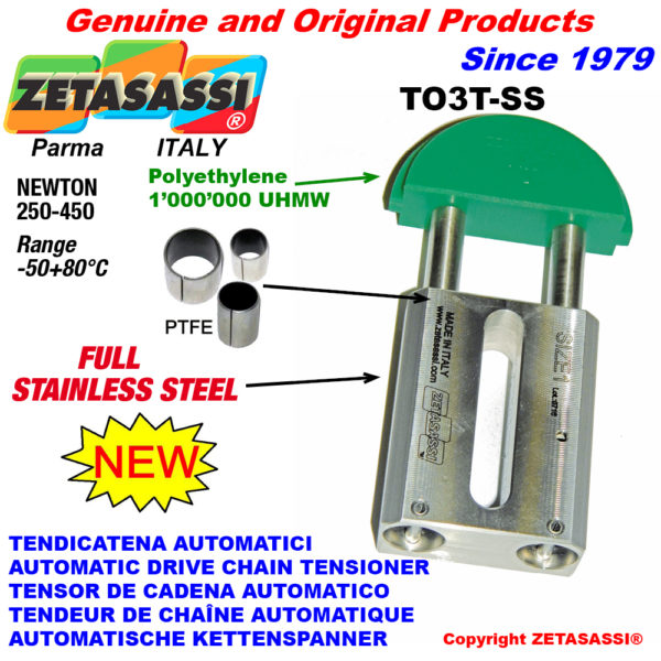 Komplett aus edelstahl automatische linear kettenspanner to3-ss rundkopf  newton250:450 ZETASASSI to3tasa120d-ss