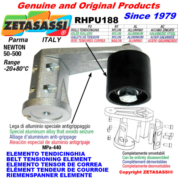 Riemenspanner elemente rhpu188 mit spannrolle newton50:500 ZETASASSI rhpu1888090al