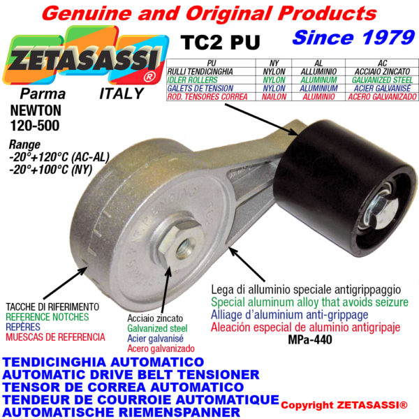 Automatische dreh riemenspanner tc2pu für riemen mit spannrolle newton120:500 ZETASASSI tc2pu8090al
