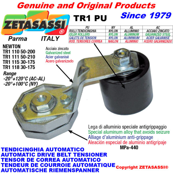 Automatische spannarm für riemen tr1pu mit spannrolle newton50:200-50:210-30:175 ZETASASSI tr1pu1188090al