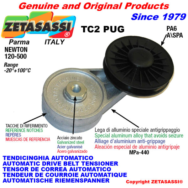 Automatische dreh riemenspanner tc2pug für riemen mit kielriemenscheibe newton120:500 ZETASASSI tc2pug4
