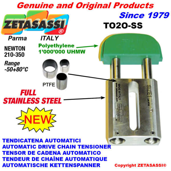 Komplett aus edelstahl automatische linear kettenspanner to2-ss ovalkopf newton210:350 ZETASASSI to2oasa60s-ss