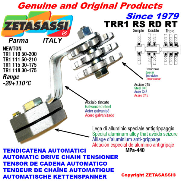 Automatische spannarm für kette trr1 mit kettenrad rs rd rt newton50:200-50:210-30:175 ZETASASSI trr1118rd114