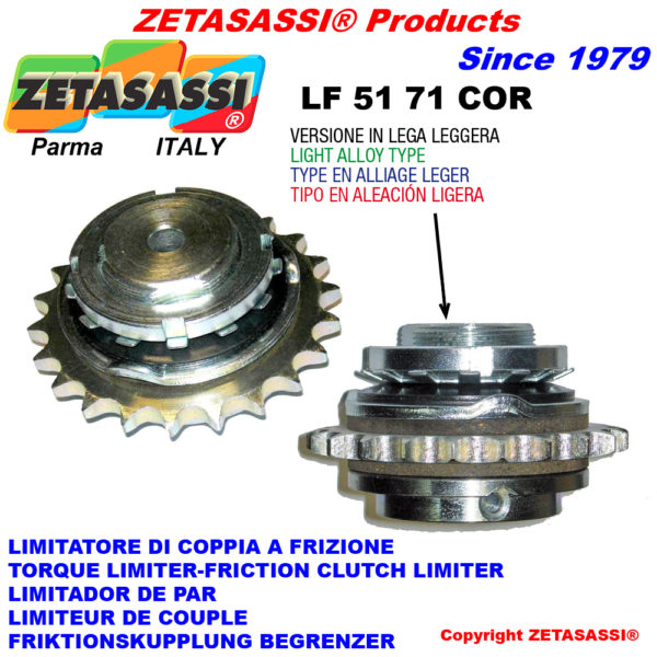 Friktion kupplung begrenzer in leichtmetall und krone "lfcor 51-71" ZETASASSI lf7112z22