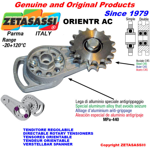 Verstellbar kettenspanner orientr mit kettenräder und kettenradsätze ac ZETASASSI orientrac114s