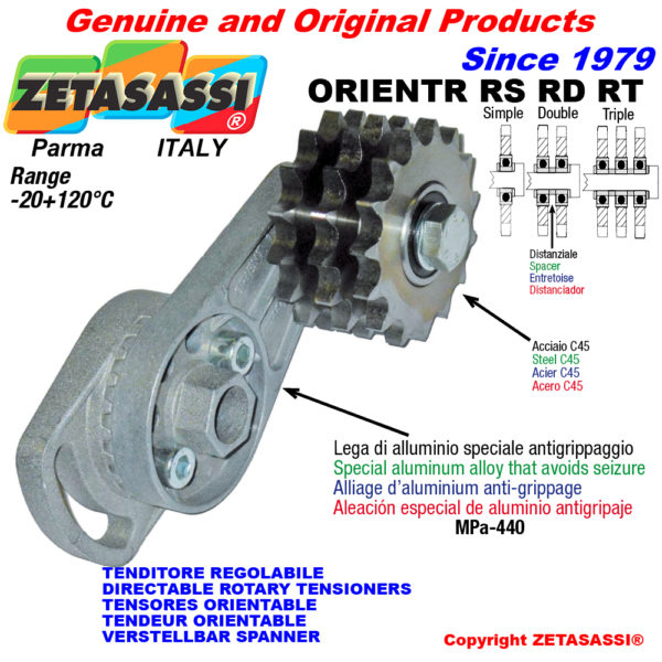 Verstellbar kettenspanner orientr mit kettenräder und kettenradsätze rs rd rt ZETASASSI orientrrt34